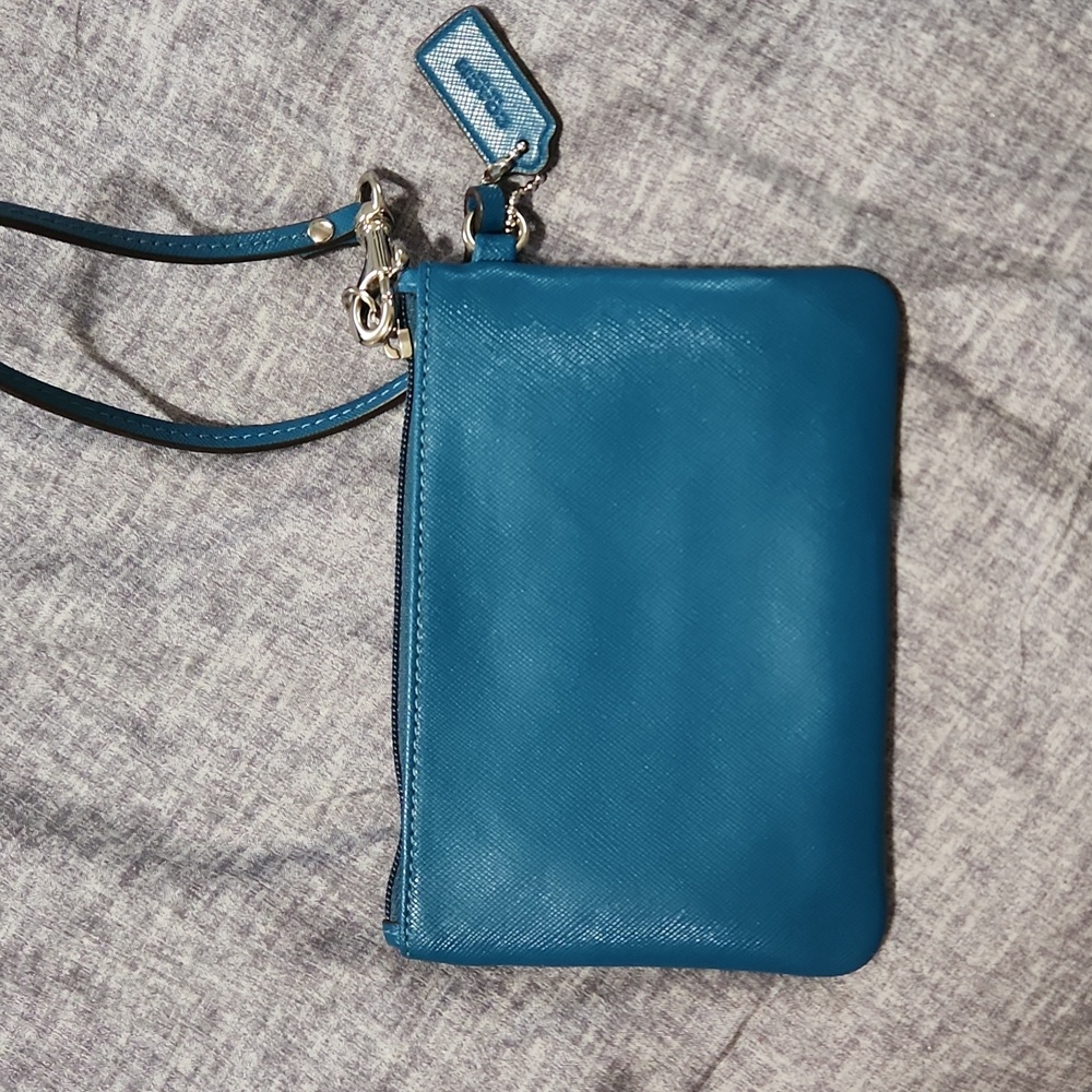 Coach teal wristlet